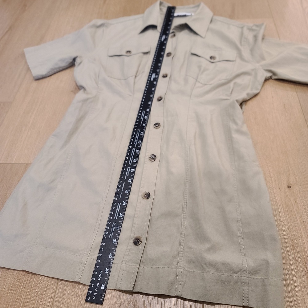 & Other Stories Khaki Tan Utility Button Down Mini Dress Size 8 Short Sleeve - Picture 7 of 8